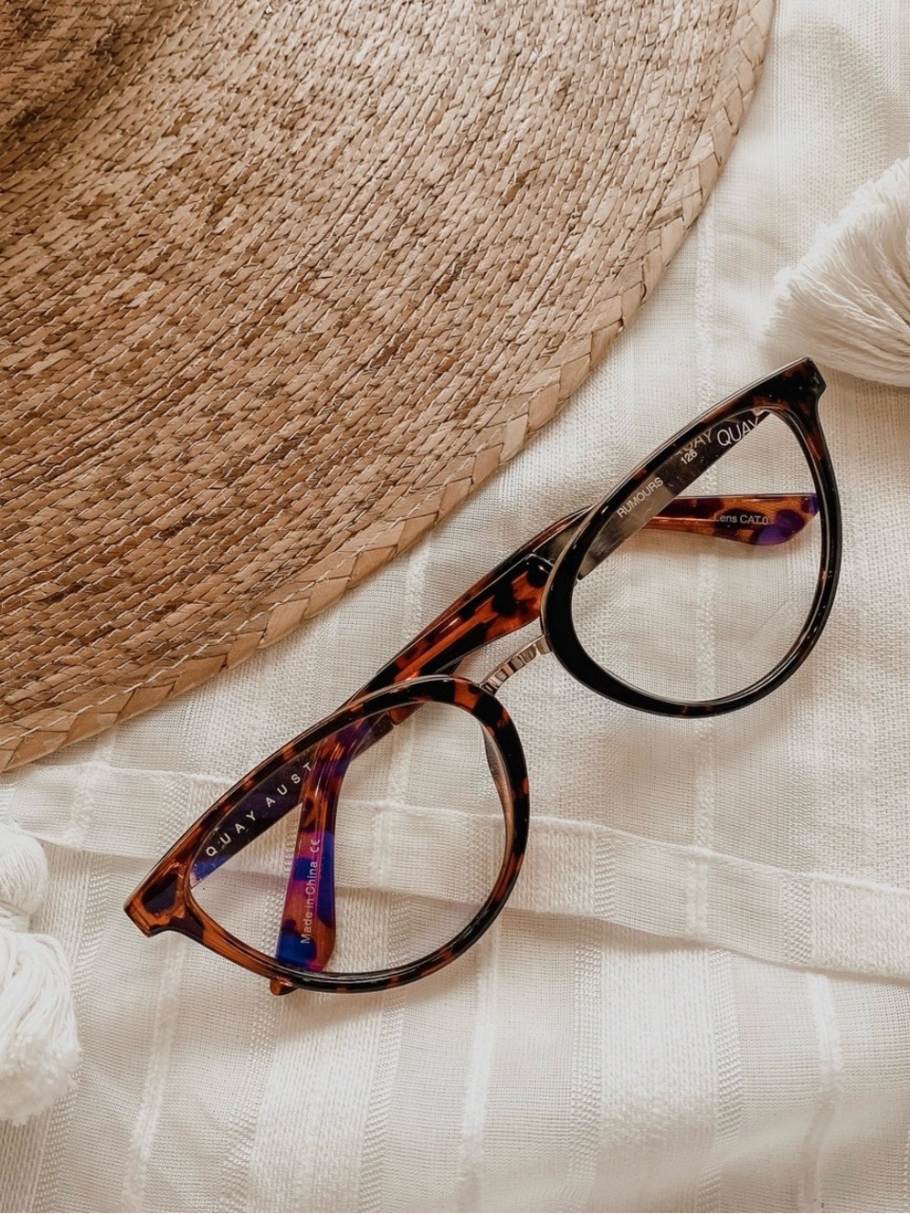 Quay Australia Rumors Tortoise Shell Cat-Eye/Almond Shaped Framing Blue Light